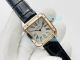 Swiss Quartz Cartier Santos-Dumont Couple Watch Rose Gold Bezel Black Leather Strap (2)_th.jpg